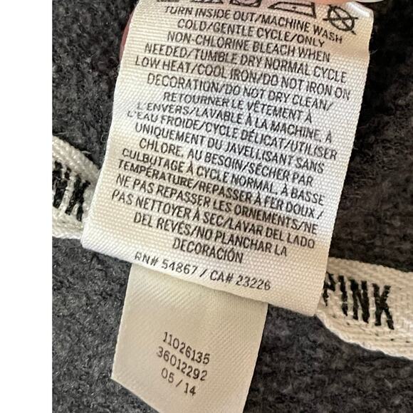 PINK VICTORIA'S SECRET Womens Full Zip Logo Sweatshirt Hoodie Gray Pink White XS - Picture 8 of 11